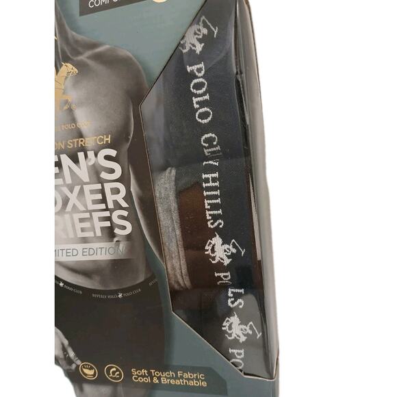 3 Pc Beverly Hills Polo Club Boxer Briefs Sz M Black Gray Cotton Stretch Luxury - Picture 4 of 8